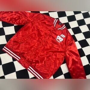 Hija De Tu Madre Red Satin Bomber Jacket